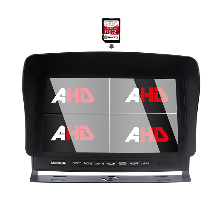 10.1 Inch AHD Quad Split Display SD DVR Vehiculum Monitor