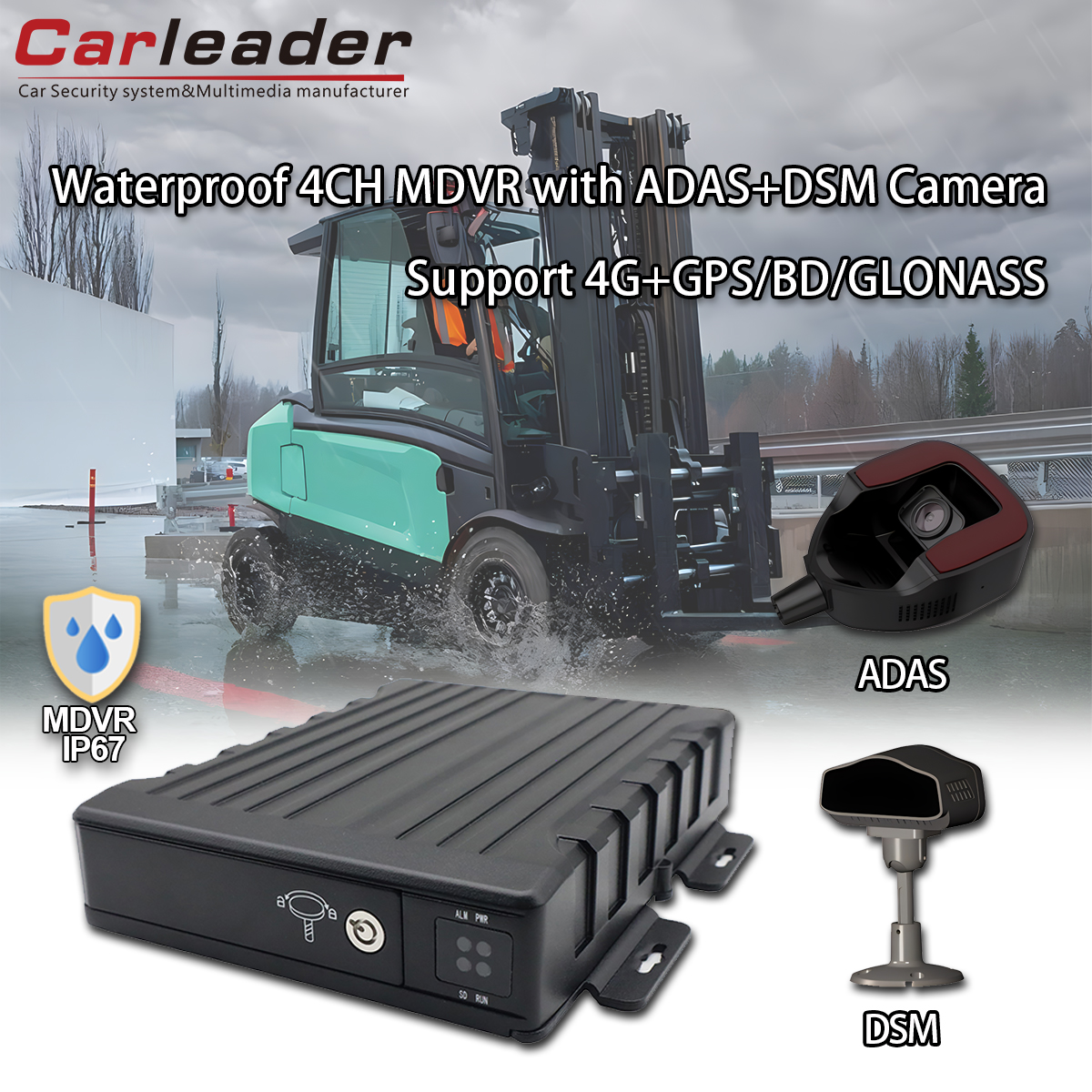 CARLEADER IMPERVIUS 4CH SD Mobile DVR cum ADAS + DSM camera