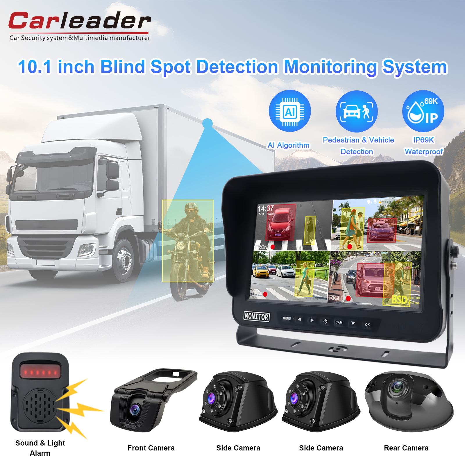 VII / 10,1 inch 4ch ai BSD vehiculum dolor camera ratio