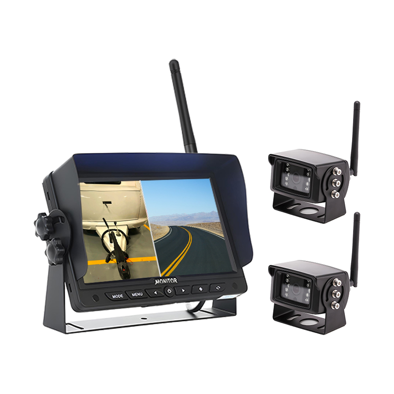 Carleader 7 Inch 2.4G Digital Wireless 2CH Split Propono Camera Ratio apta ad RV et Trailer